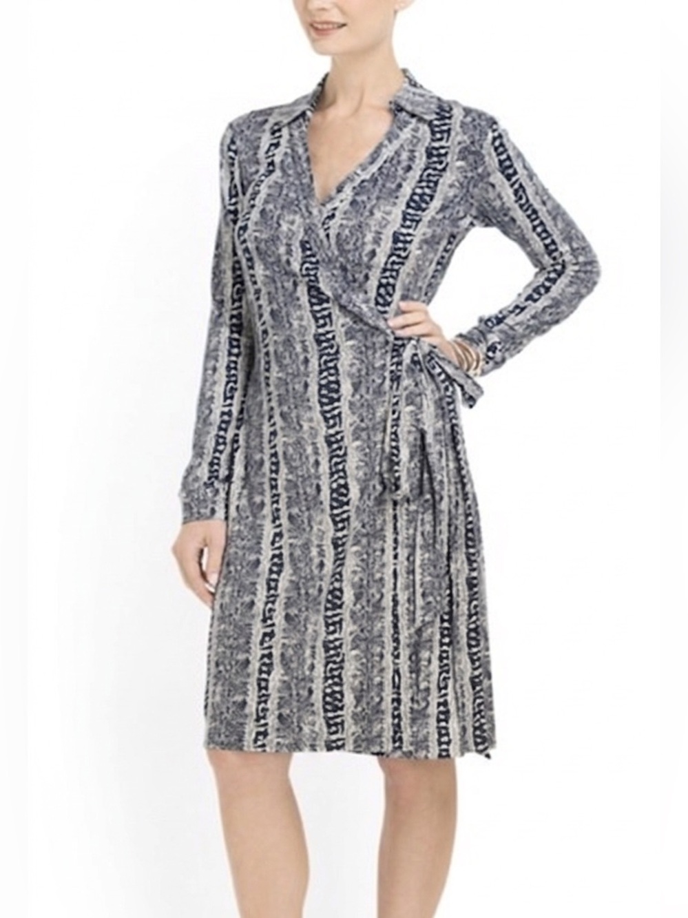 DVF Diane von Furstenberg ”New Jeanne Two” Oasis Snake black wrap dress 0